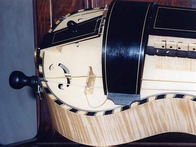 Tailend detail of Colson a Mirecourt Hurdy-Gurdy by Chris Allen and Sabina Kormylo