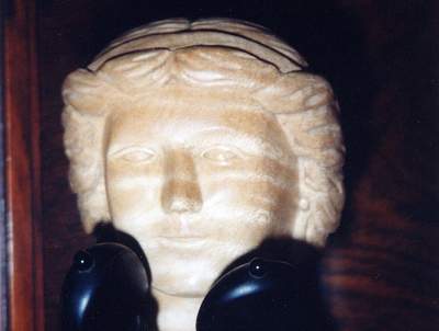 Head detail of Hurdy-Gurdy after Colson a Mirecourt undecorated by Chris Allen and Sabina Kormylo